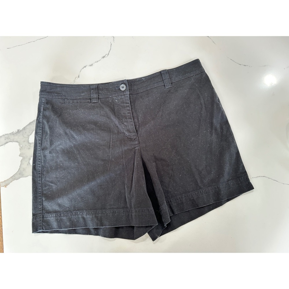 Womens Black Stretch Chino Shorts Size 14 Jones New York